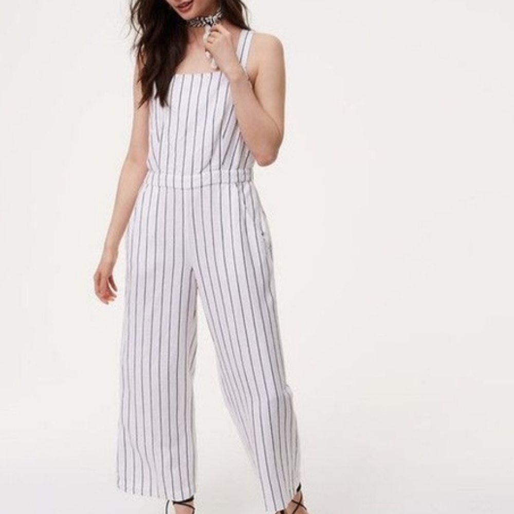 *NWT* White Pinstripe Loft Jumpsuit